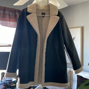Wild Fable Leather Peacoat with Sherpa Lining